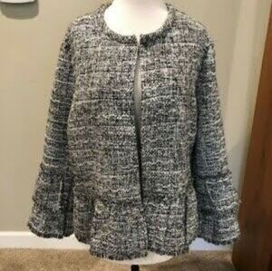 NWT CHICO'S  Black and white Tweed Jacket SIZE LARGE NWT